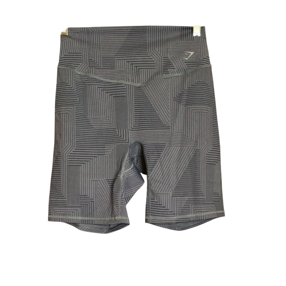 Gymshark High Waisted Patterned Cycling Workout Shorts L Recycled Nylon/Elastane